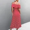 Casual Kleider Vintage Sommer Midi Kleid Für Frauen 2023 V-ausschnitt Kurzarm Hohe Taille Gedruckt Lange Nähte Floral Vestido