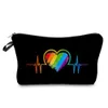 Fashion Rainbow Love Print Sminkväska ut Resetoalettväska Dragkedja Mynt Clutch Förvaringsväska 0704-111