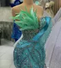 Aso Ebi Sequined Кружевая русалка платье PROM CRISTALS Вечернее формальное вечеринка второй прием к день рождения подружки невесты.