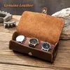 Watches 3 Slots Watch Roll Travel Case Chic Display Watches Cow Ko äkta läderplist smycken Display Storage Pouch Organizer Pouch