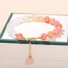 Natural Red Popcorn Crystal Ice Green Jade Bamboo Shape Bead Combined Bracelets Women Fashion Sweet Adjustable Chain Bracelet