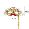 Suprimentos para festivais Mardi Gras Venetian Phoenix Tail Flower with Holding Stick Costume Masquerade Masquerade Masquerade Mask L230704