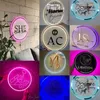 Night Custom Acrylic LED Round Business Lights Sign Plaque Neon Circle Name 3D Company Shop Wall Art HKD230704