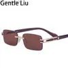 Sunglasses Sunglasses Small Rectangle Rimless Sunglasses Men Luxury Brand Frameless Sun Glasses Shades Anti Blue Light Computer Read Eyeglasses Z230705