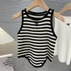 Designer Womens Tanks Camis Short Striped Ice Silk Vest Kvinnor Halter Casual med mode oregelbundna toppar