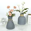 Vases Modern Flower Vase White Pink Gray Plastic Pot Basket Nordic Home Living Room Decoration Ornament Arrangement