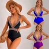 Maillots de bain pour femmes 2023 Sexy dentelle femmes une pièce maillot de bain femme col en v profond maillot de bain vêtements de plage Push Up Monokini nager