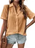 Kadın bluzları pamuk malzeme bluz 2023 İlkbahar/yaz düz renk gündelik düğme v yaka gömlek gevşek