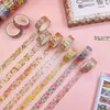 Adhesive Tapes 18Pcs Flowers Washi Tape Set Gold Foil Decorative Adhesive Tape Journal Supplies Scrapbooking Washitape Stationery Masking Tape 230703