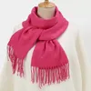 Scarves Women Scarf Thin Shawls Solid Color Hijabs Tassels Long Cashmere Like Pashmina Wraps Foulard Bufanda