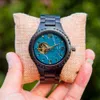 Orologi da polso BOBO BIRD Luxury Men's Automatic in legno es Design intagliato Supporto per polso meccanico Drop-shipping 0703