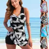 Maillots de bain pour femmes Femmes Sexy Beachwear Swim Tankini Maillots de bain Maillot de bain Deux pièces Maillots de bain Retro Print Tankinis Beach Summer Loose Swimdress J230704