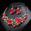 Necklace Earrings Two Piece Set of Colorful Flower Bride Advanced Design Sense Multi Color Options 230628