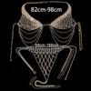 Navel Bell Button Rings Stonefans Tassel Underwear Bra Chain Harness for Women Sexy Fashion Crystal Bikini Bra and Thong Sets Body Jewelry 230703