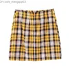 Jupes Femmes Plaid Une Ligne Jupe D'été Plissée Split Casual Mini Retour Zipper Moulante Femme Taille Haute Bas Faldas Mujer Z230704