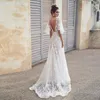 Robes de soirée femmes robe Sexy dentelle blanche dos nu col en v été manches à volants taille haute balançoire Maxi vêtements de soirée