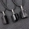 Pendant Necklaces Natural Black Tourmaline Rough Necklace Irregular Cylinder Stone Personality Jewelry