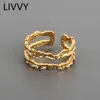 LIVVY Silver Color Double Layer Geometric Rings Open Finger Ring For Women Minimalist Accessories Gift 2021 Trend