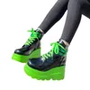 Laarzen 2023 Grote Maten 43 Gothic Groen Platform Hoge Hakken Cosplay Mode Winter Wiggen Halloween Schoenen Enkellaarsje 230703