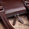 Aktentaschen Aktentaschen Vintage Herren Aktentasche Echtes Leder Original Casual Handtasche Mann Business Umhängetasche Braun Für 14 Zoll Laptop NUPUGOO Z230704