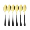 Dinnerware Sets Stainless Steel Set Silverware Black Gold Dinner Spoon Cutlery Flatware Outdoor Picnic Kitchen Home Tableware