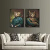 Tapeten Nordic Edle Katze Vintage Leinwand Malerei Tier Hund Bär Poster Drucken Wand Kunst Cartoon Modulare Bild für Wohnzimmer Schlafzimmer J230704