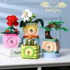 Decorative Objects Figurines Rose Orchid Flower Potted Plants Clock Building Block Home Decoration Table DIY Bricks Toys For Kids Girl Friend Gifts 230704