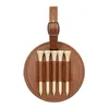 10pcs Bag Parts PU Protable Golf Bag Tag with 5 Wooden Tees Luggage Tags Black Brown