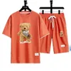 2023 Summer Brand Fashion Men's Waffle Casual Teddy Bear T-shirt e pantaloncini Set Basket Sport Fitness Traspirante Quick Dry 2 pezzi Set