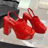 2023-Klassische Schnalle Sandalen Mode Plateauabsatz Damen Kleid Schuhe Designer Lackleder High Heel Schuh 35-41 Back Strap Sandale