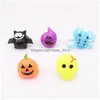 Andra festliga festtillbehör Halloween Led Finger Ring Blinkande Pumpa Bat Skl Lysande Leksaker Blixt Nagelljus Drop Lever Dhj0M