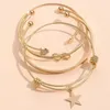 Mode Multilayer Manschett Armband Armband För Kvinnor Vintage Rhinestone Heart Knot Star Charm Armband Set Smycken