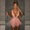 Urban Sexy Dresses Women Sexy Halter Deep V Neck Backless Mini Dress Zipper Shorts Bodycon Black Dresses Club Party Beach Robe E-Girl Y2K Clothes 230703