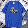 メンズ Tシャツ 車の横のテディベア高品質プリントシャツメンズコットンパーソナリティ Tシャツカジュアルブランドトップヴィンテージ S-Xxxl メンズ