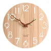 Wall Clocks Wooden 3D Clock Modern Design Nordic Children's Room Decoration Kitchen Art Hollow Watch Home Decor 12 Inch