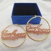 Dangle Lustre 30100MM Personnalisé Nom Hoop Boucles D'oreilles En Acier Inoxydable Bling Autocollant Plaque Signalétique Grand Pour Femmes Enfants 230704