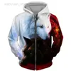 Moletons masculinos Cool 3D Wolf Printed Zipper Hoodies Fashion Men/Women Streetwear Jaqueta com capuz Casaco Unissex Casual Hip Hop Pulôver HKD230704