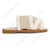 With Box Wholesale Top Fashion Designer Slides Shoes Women Slippers Black White Mules Canvas Fur Plush Straw Rubber Flat Sliders P Hb 6534