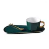 Mugs YJBD European Coffee Cup And Saucer Set Creative Spoon Home Flower Tea Ceramic Gifts