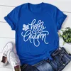 T-shirts pour femmes Hello Autumn Shirt Fall Tshirt I Love Top Lover Thanksgiving Tee Season Aesthetic Clothes L