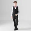 Abiti per bambini Abito da sposa blu navy per ragazzi Vestito da fotografia di compleanno Bambino Blazer rosso Spettacolo scolastico Festa da ballo Set di abbigliamentoHKD230704