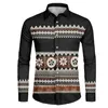 Men's Casual Shirts Polynesian Tribal Pohnpei Totem Tattoo Prints Long Sleeve T-Shirt Loose Shirt Holiday Beach Party Wear