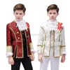 Костюмы для мальчиков ретро европейский корт набор детской сцены ретро принц очаровательный костюм детские блейзер жилеты штаны с воротничком upfithkd230704