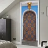 Pankets Style Islam Muslim Door Sticker Adhesive religous Retro Door Arch Design Mosquée de la Mecque Vinyl PVC Porce de papier peint Porche Mural