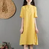 Vêtements ethniques Coton Lin Robe traditionnelle chinoise Qipao 2023 Été Cheongsam Oriental Vintage Soild Couleur Robe d'été Vestidos 11774