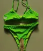 Costumi da bagno da donna 2022 Costume da bagno a due pezzi da donna Halloween Stampa aliena Reggiseno bikini imbottito verde Slip sexy Femme Costume da bagno sexy Costumi da bagno J230704
