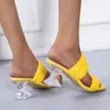 Slippers Summer Mules Design Sandal Slides Braided Cord 7cm Transparent Fretwork Heels Women Shoes Female 230703 3832