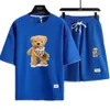 2023 sommer Marke Mode männer Waffel Casual Teddybär T-shirt Und Shorts Set Basketball Sport Fitness Atmungsaktiv Schnell Trocknend 2 stück Set