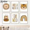 Vases Hakuna Matata Art Affiche Bébé Pépinière Toile Impression Lion Animal Peinture Tigre Affiches Nordique Mur Photos Enfants Chambre Décoration