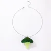 Hänge Halsband HuaTang Rolig Simulering Broccoli Pandent Halsband För Kvinnor Flickor Färska grönsaker Geometri Harts Akryl Smycken Krage